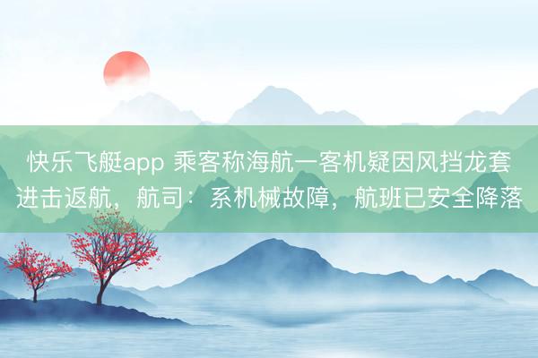 快乐飞艇app 乘客称海航一客机疑因风挡龙套进击返航，航司：系机械故障，航班已安全降落